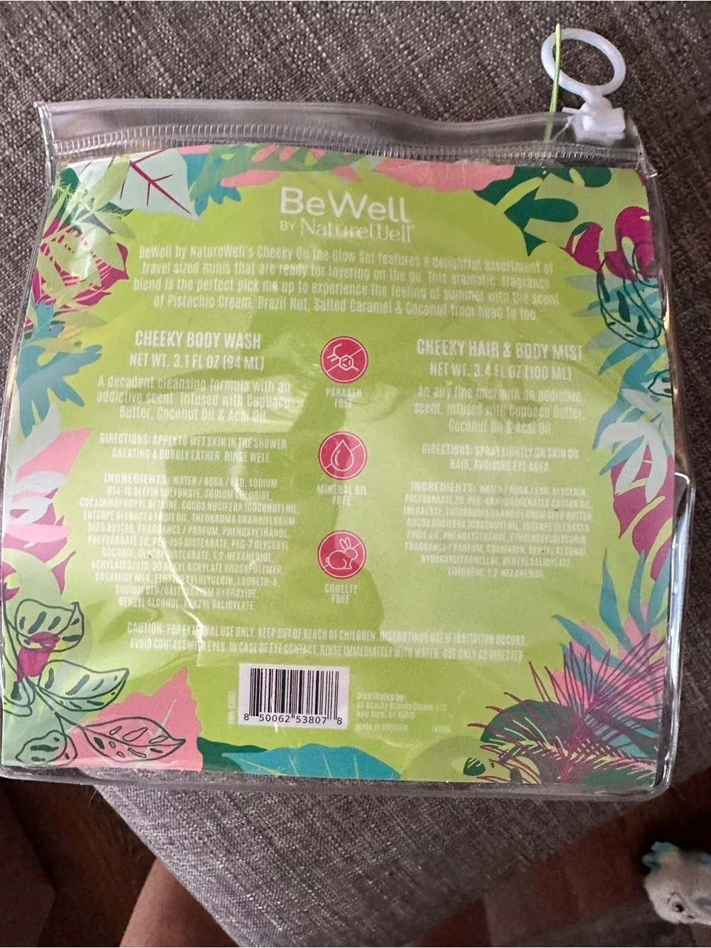 BeWell Cheeky Body Wash and Hair & Body Mist Travel Set - NEW